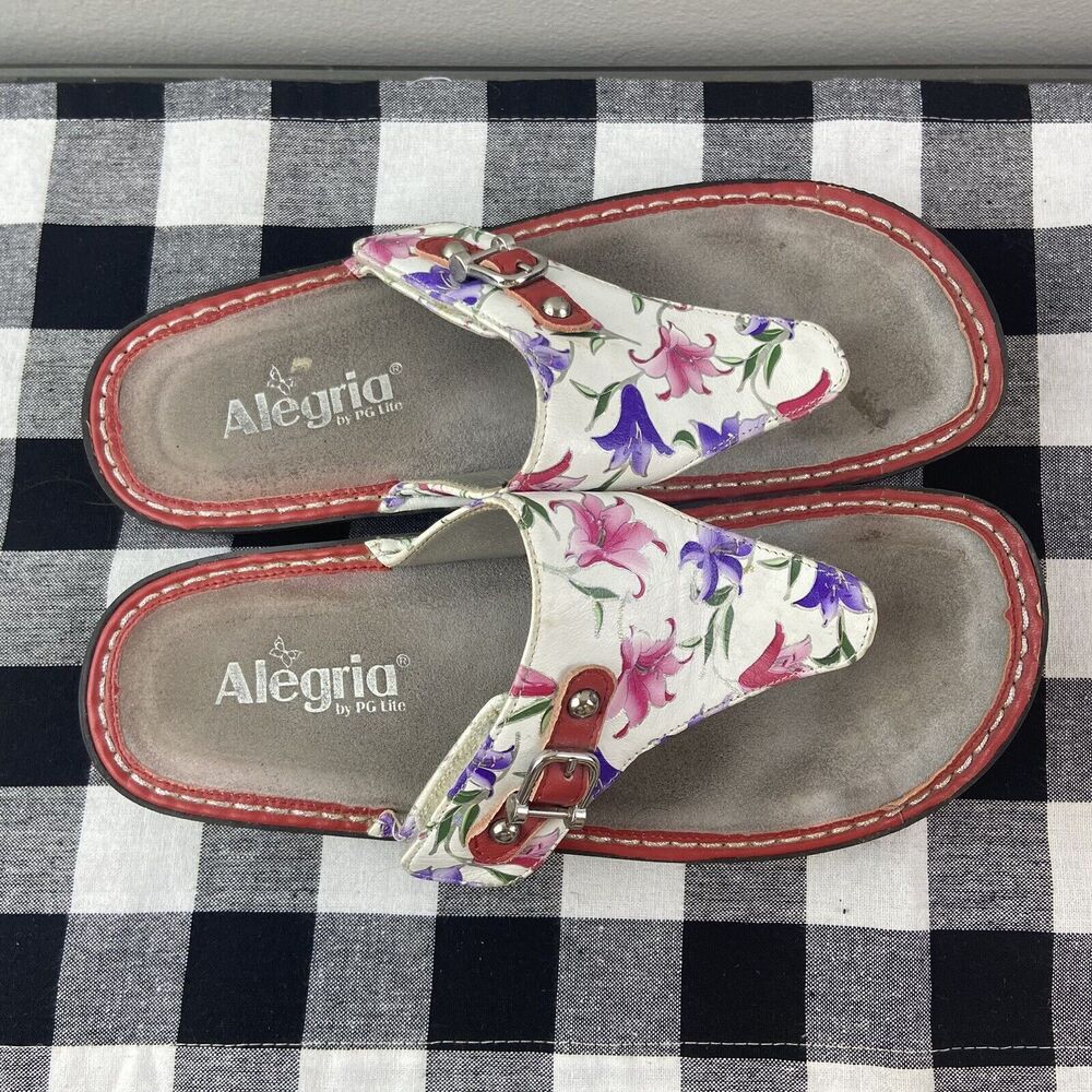 ALEGRIA -VANESSA LILY FLORAL THONG  LEATHER SANDAL SIZE  39(8-8.5)